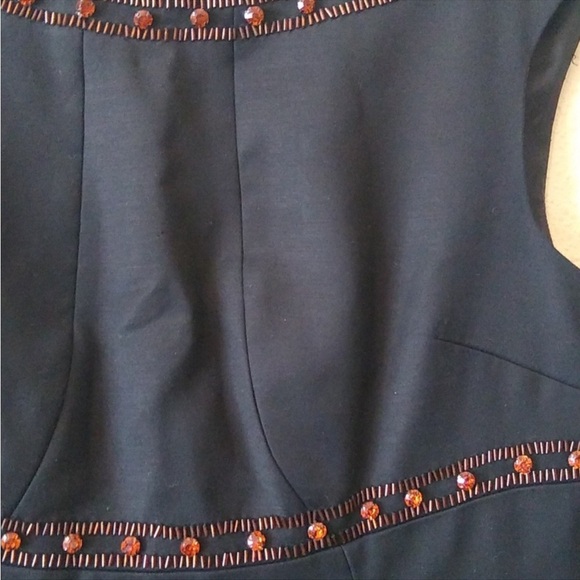 Boden Black Sleeveless Sheath Dress Embellished with Gold Orange Gems - Picture 2 of 9